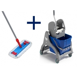 Zestaw: Kompletny mop 40cm Flipper + wózek porządkowy NICK 1x20l